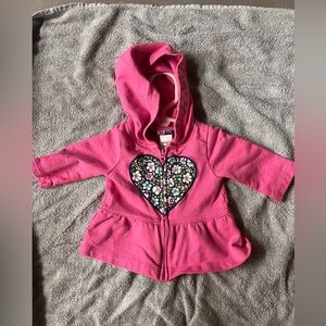 Carters Pink Hooded Baby Jacket with Floral Heart